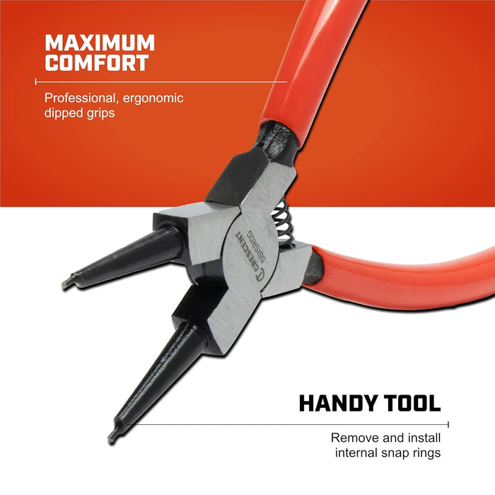 Crescent Straight Internal Snap Ring Pliers - Rings Installation & Removal Tool for Home Improvement, Repair & Mechanic Use - 5" - 5SISRDG