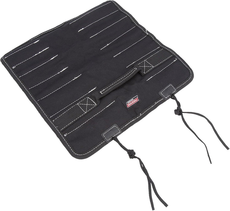 Dickies 57061 Small Wrench/Screwdriver Organizer Roll for Mechanics, 16 Tool Pockets, Durable Canvas Construction, 13.5 in. x 12.75 in. Unrolled, Black