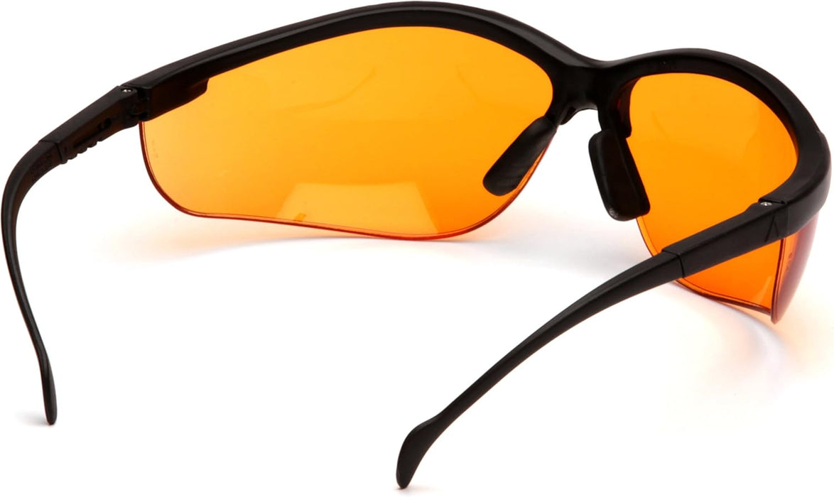 Pyramex SB1840S Venture II Safety Eyewear, Indoor/Outdoor Mirror Anti-Fog Lens, Orange Lens/ Black Frame