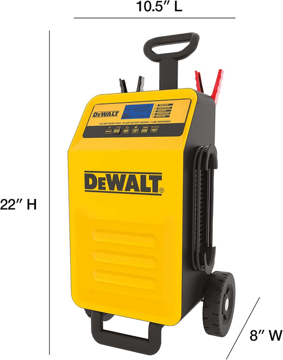 DEWALT DXAE200 Professional Rolling 40 Amp Battery Charger, 3 Amp Maintainer with 200 Amp Engine Start