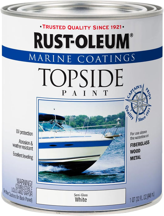 Rust-Oleum 207000 Marine Coatings Topside Enamel Paint, Quart, Semi-Gloss White 32 Fl Oz (Pack of 1)