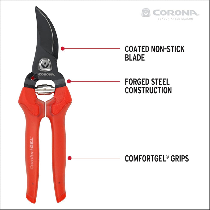 Corona BP 3214D ComfortGEL Bypass Hand Pruner, 3/4-inch, Red