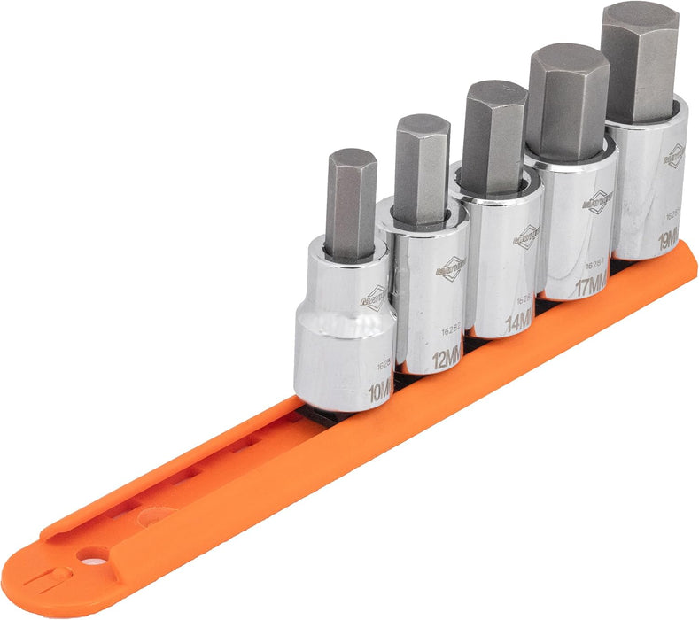 Mayhew Tools 16020 Metric Hex Socket Bit Set, Chrome Plated, 5-Piece Polished Chrome