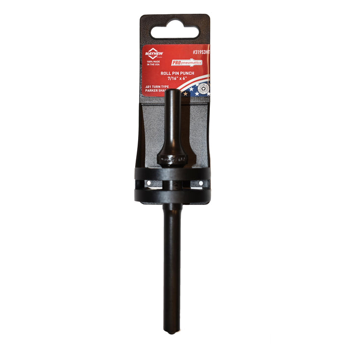 Mayhew Tools 31953HT Pneumatic Roll Pin Punch, 7/16" x 6" Hang Tag, Black Oxide Finish