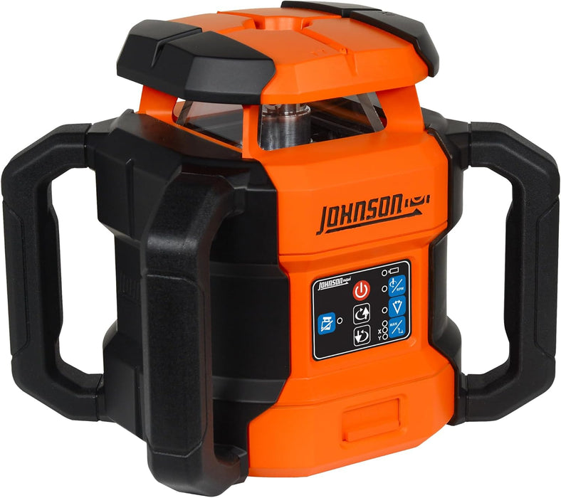 Johnson JRT300-RDHV-K Self-Leveling Red Dual Slope Rotary Laser Kit, 4,000FT Range, Hard-shell Carry Case, Lithium Ion Batteries, Magnetic Target, Laser Detector, Remote Control