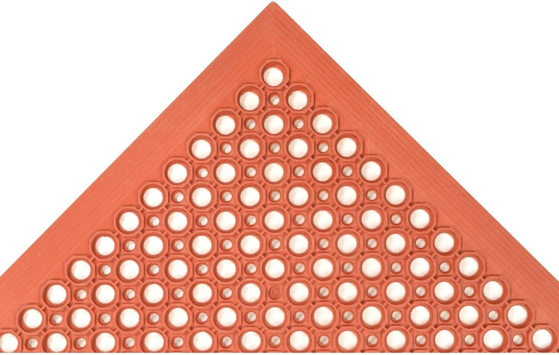 NoTrax 3' x 3' Anti-Fatigue Lightweight Restaurant Rubber Floor Mat with Drainage Holes, Beveled Edges, Non-Slip Mats, Red, T30 Competitor, T30S0033RD 3' x 3' Red Solid