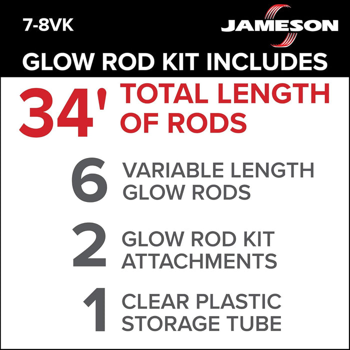 Jameson 7-8VK Fiberglass Glow Rod Kit, 34'