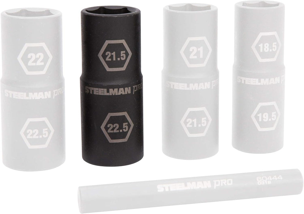 Steelman Pro 60187 1/2-Inch Drive 6-Point Thin Wall 21.5mm x 22.5mm Double Ended Impact Flip Socket, Durable Corrosion-Resistant Steel, Laser-Etched Callouts