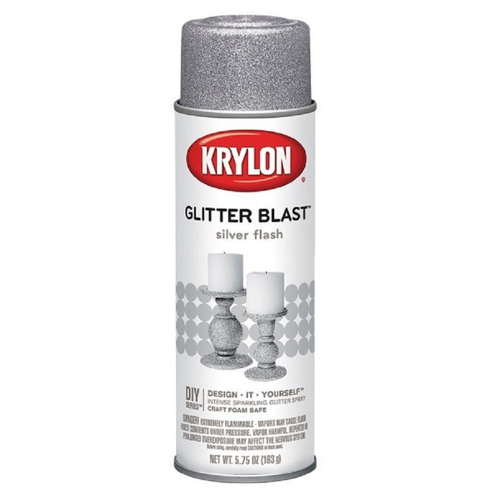 Krylon K03802A00 Glitter Blast Glitter Spray Paint for Craft Projects, Silver Flash, 5.75 oz