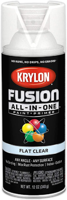 Krylon Fusion 2729 All-In-One Adhesive Spray Paint for Indoor/Outdoor Use, 12 oz, Flat Clear