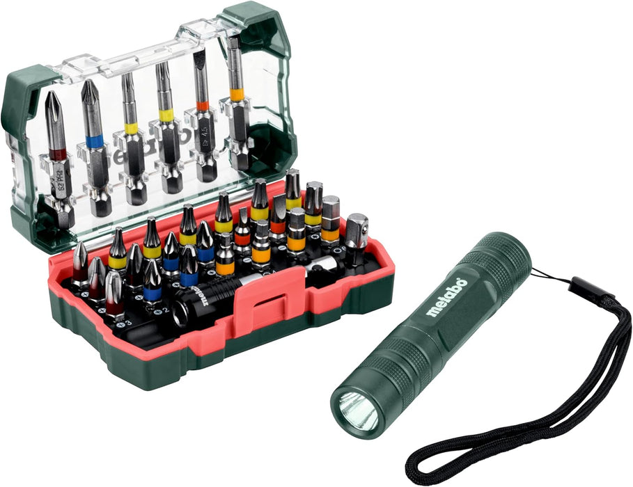 Metabo - Bit Box, 29Piece + Mini Flash Light (626721000), Other Cordless Accessories