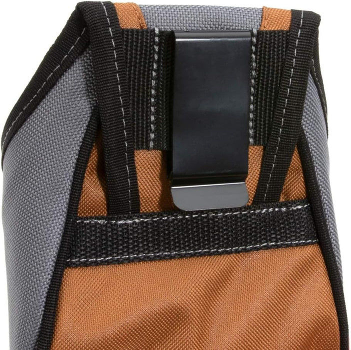 Dickies 57101 Rigid Nail/Screw Work Pouch with Tape Measure Clip, Universal-fit Steel Clip for Tool Belt, Riveted Seams Built to Last