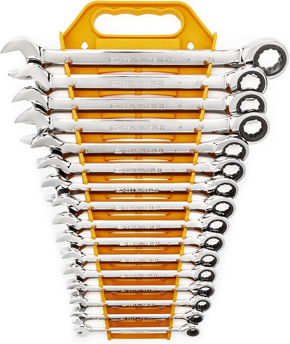 GEARWRENCH 9416 16 Piece Ratcheting Combination Wrench Set with Tray - Metric