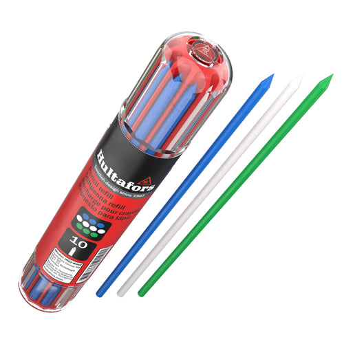 Hultafors Tools 650140U Dry Marker Refills HRD, Heavy Duty, Multi-Purpose, Blue, Green & White, 10 Leads