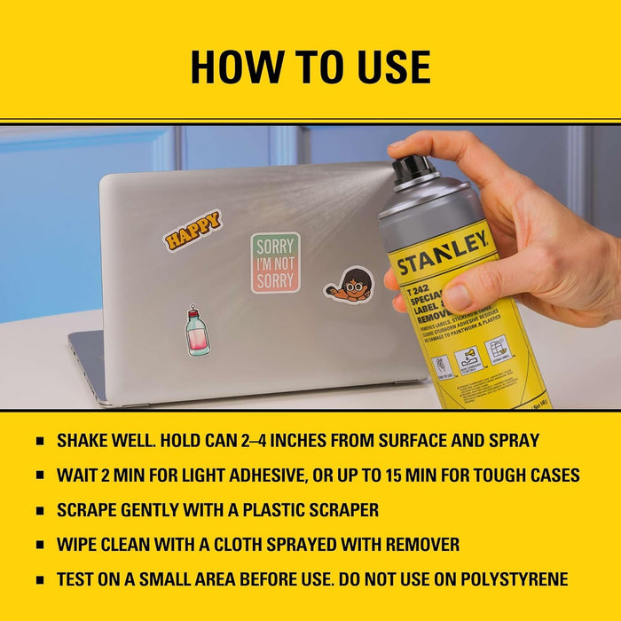 STANLEY T242 Label & Sticker Remover, Automotive-Grade Adhesive Cleaner, Safely Removes Adhesive Residue on Auto Surfaces, 5 oz (Pack of 1)
