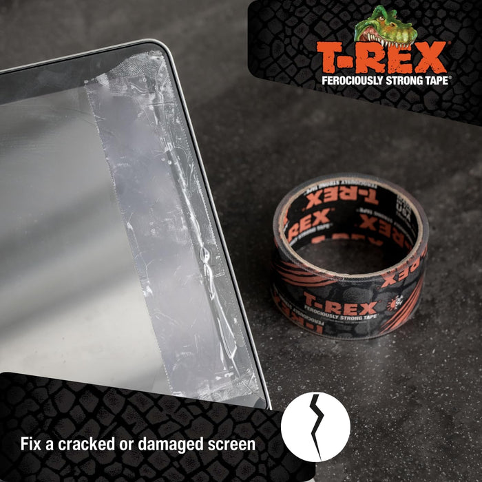 T-REX 241535 Ferociously Strong Repair Tape, Sticks to Wet Surfaces, All Weather and UV Resistant, 1.88" x 9 Yards, Clear, 1-Roll