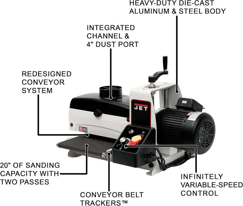 JET 10-Inch Benchtop Drum Sander, 1 HP, 115V 1Ph (Model JWDS-1020)