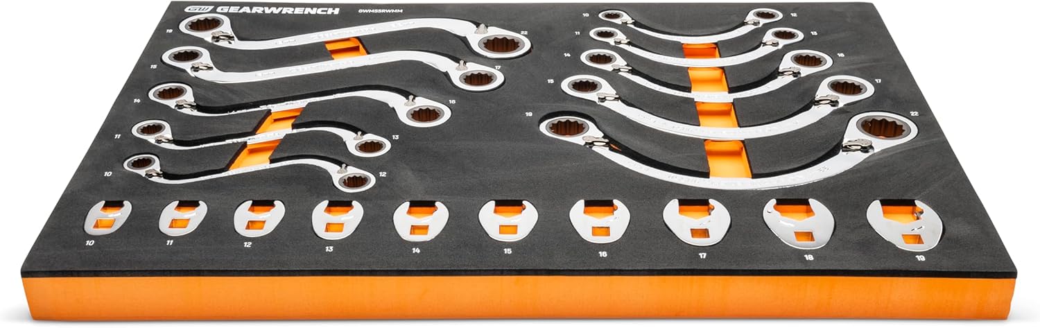 GEARWRENCH GWMSSRWMM 20 Piece Specialty Ratcheting Metric Wrench Set in Foam Storage Tray