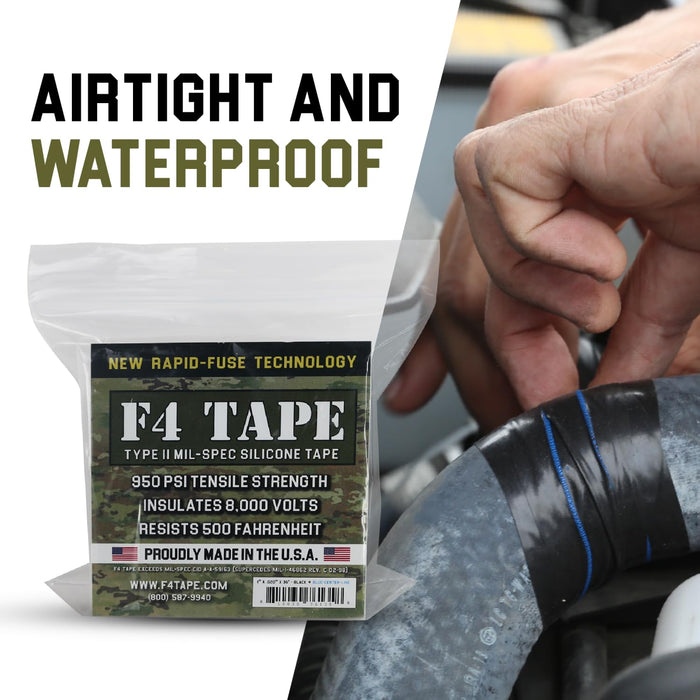 Bond It F4 Emergency Self-Fusing Silicone Tape, Repair Plumbing Pipe & Radiator Hose Leak, Electrical Insulation, Permanent Bonding, Waterproof, 1" x 36' x 20mil, Black