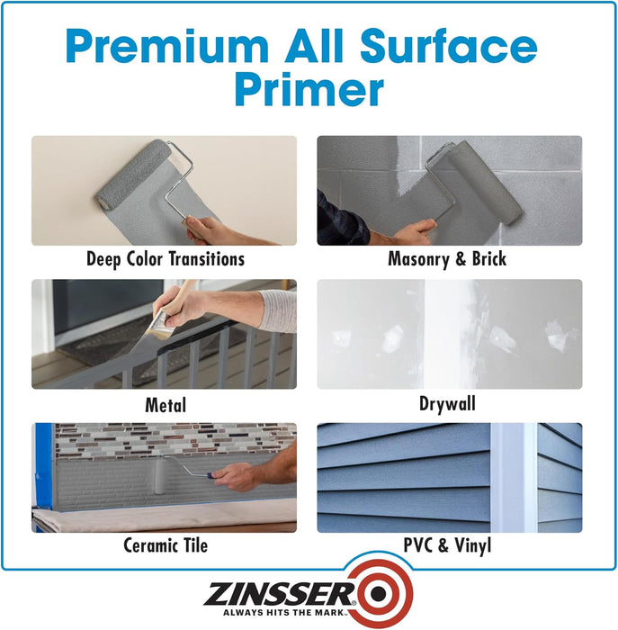 Zinsser 285090 Bulls Eye 1-2-3 All Surface Primer, 5 Gallon, Gray