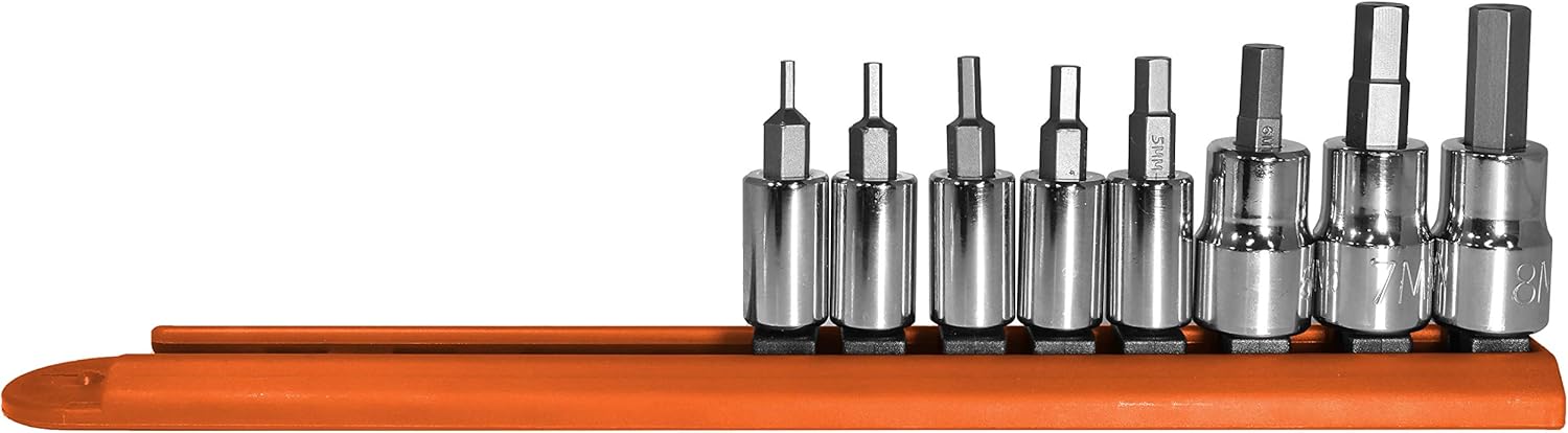 Mayhew Tools 16019 Metric Hex Socket Bit Set, 8-Piece, Polished Chrome