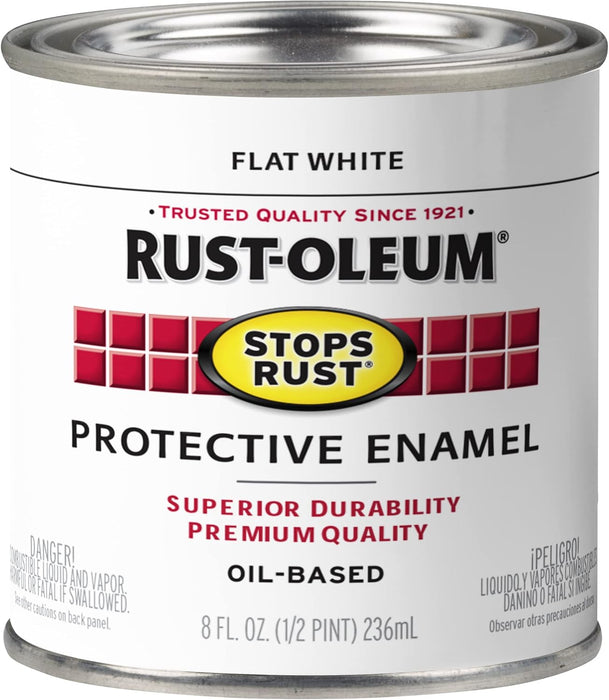 Rust-Oleum 7790730 Protective Enamel Paint, 8 Oz, Flat White (Pack of 1)