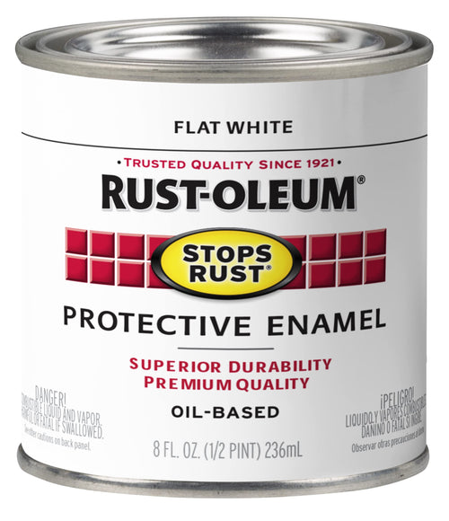 Rust-Oleum 7790730 Protective Enamel Paint, 8 Oz, Flat White (Pack of 1)