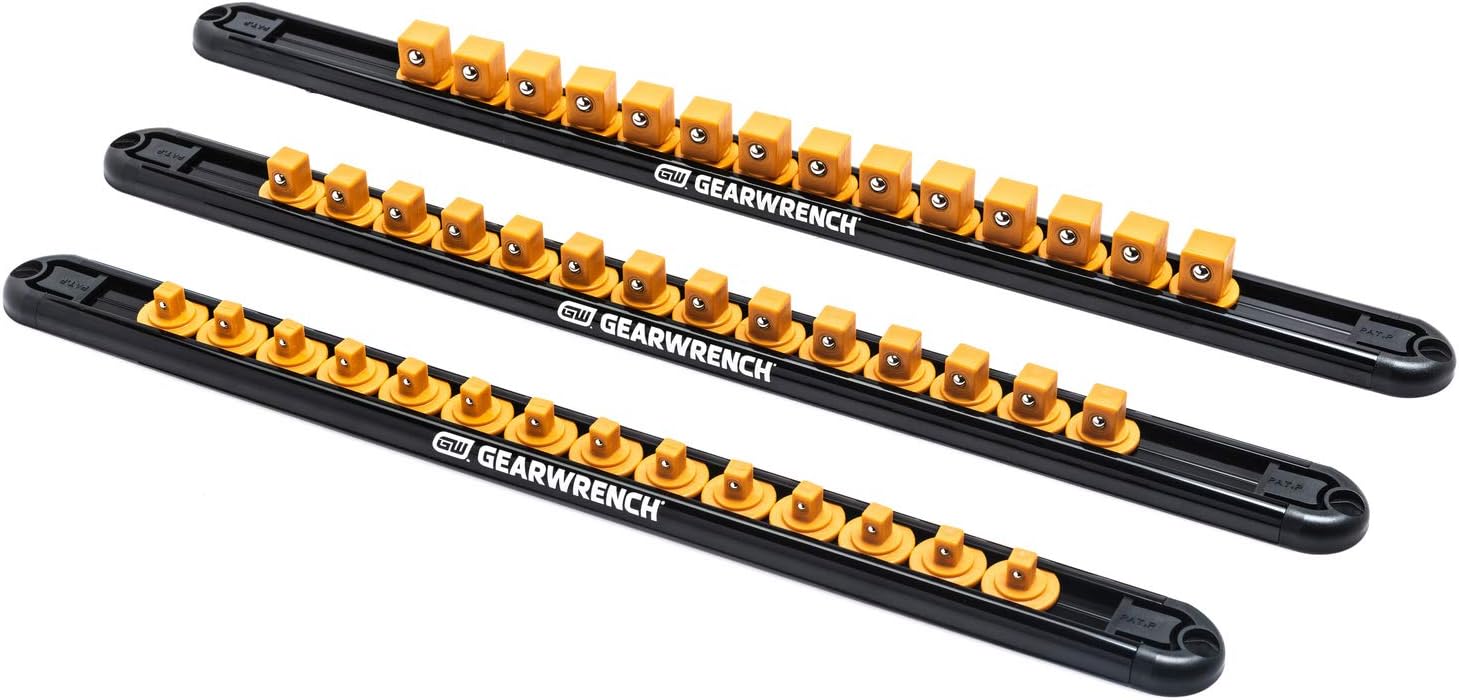 GEARWRENCH (83128) 1/2" Drive Magnetic Socket Rail Includes 14 Clips