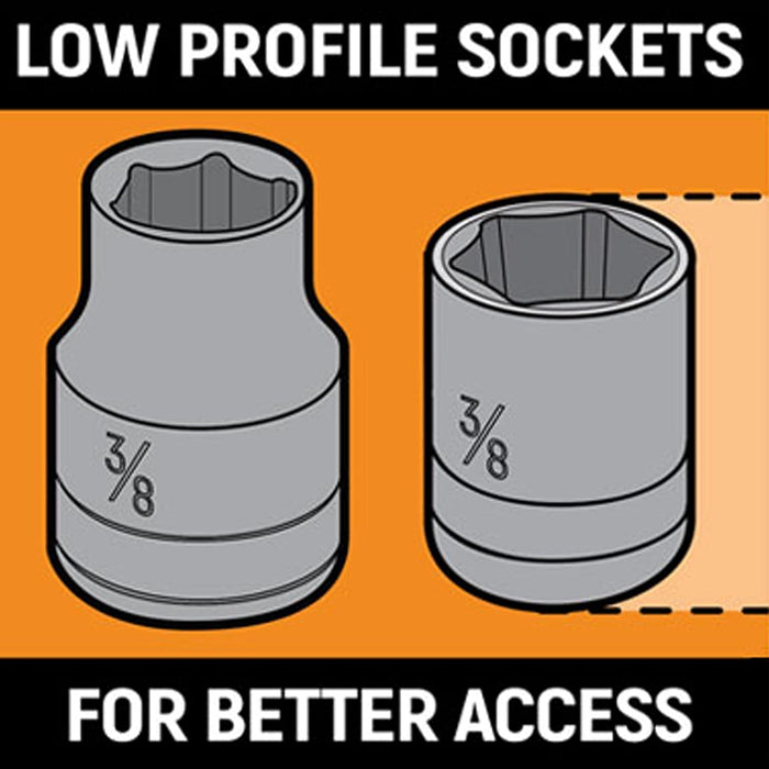 GEARWRENCH 81390 15 Piece 1/4" Drive 120XP Locking Flex Head Ratchet and 6 Point Metric Stubby Socket Mechanics Tool Set