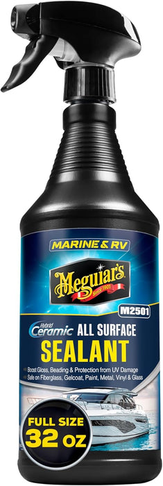 Meguiar's Marine & RV Hybrid Ceramic All Surface Sealant - Premium Fiberglass and Gel Coat Sealant that Boosts Gloss, Beading & Protection from UV Damage - Easy to Apply and Wipe Off, 32 Oz Spray