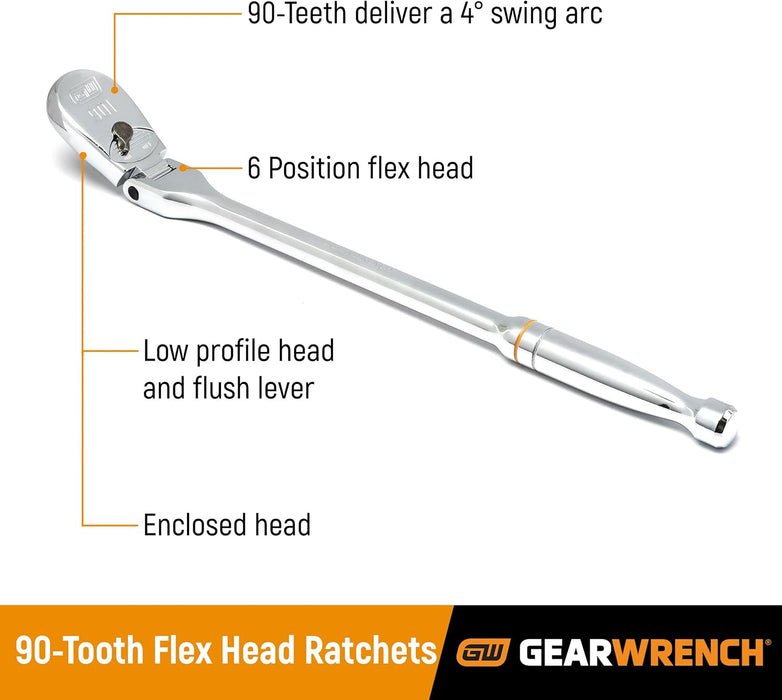 GEARWRENCH 86520 18 Piece 1/4" 90T Ratchet & Drive Tool Set with EVA Foam Tray