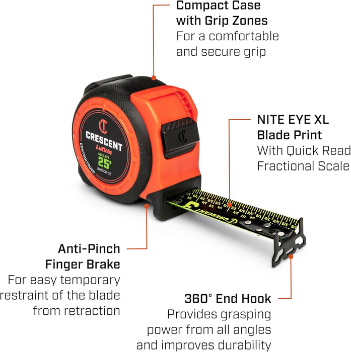 Crescent Lufkin L1016CB-02 16ft CONTROLTOUCH NITE Eye Tape Measure