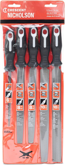 Crescent Nicholson 22040HNNN 5 Piece General Purpose File Set with Ergonomic Handles
