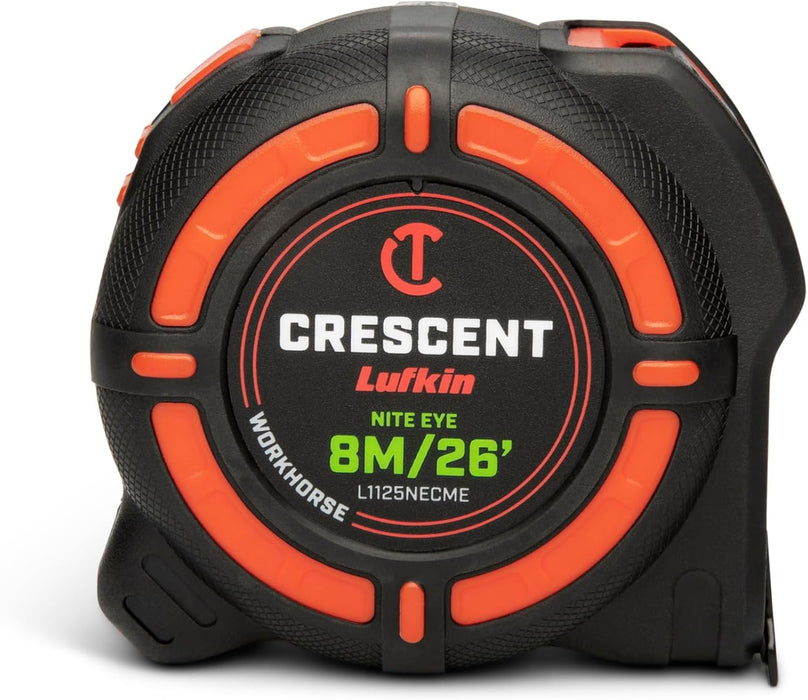 Crescent Lufkin 8 Meter / 25 Ft. WORKHORSE NITE EYE Tape Measure - L1125NECME