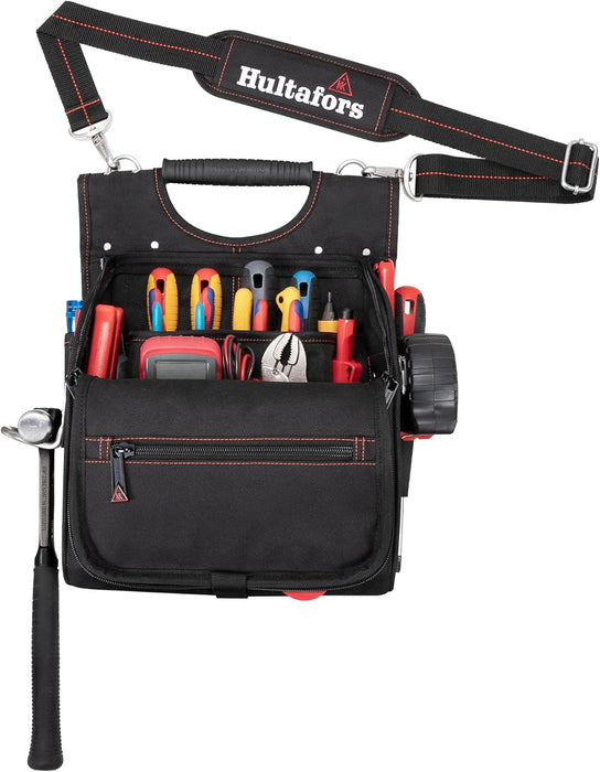 Hultafors Work Gear HT5609 Zippered Professional Electrician's Tool Pouch, Zippered Tool Pouch, Ergonomic Rubber Handle, Padded Shoulder Strap