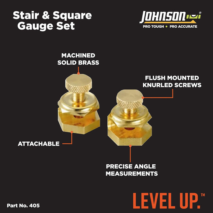 Johnson 405 Stair/Square Gauge Set, 2/Card, Brass Plated (Pack of 2)