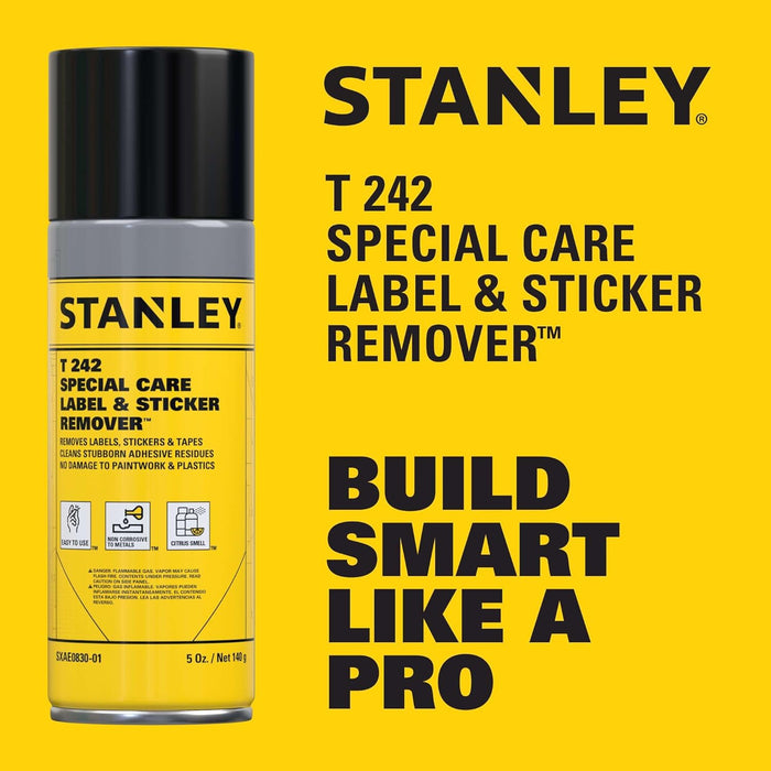 STANLEY T242 Label & Sticker Remover, Automotive-Grade Adhesive Cleaner, Safely Removes Adhesive Residue on Auto Surfaces, 5 oz (Pack of 1)