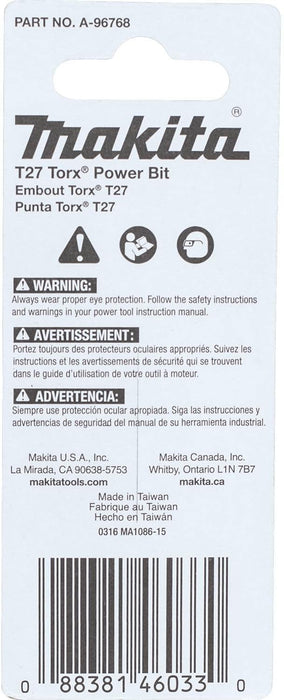 Makita A-96768 Impactx T27 Torx 2″ Power Bit, 2 Pack 2-Pack T27