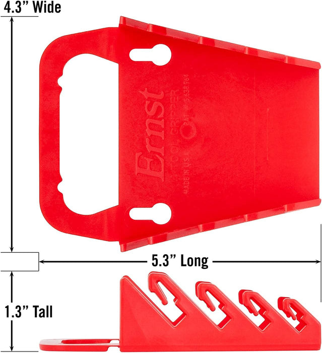 Ernst Manufacturing 5040-Red Gripper Wrench Organizer, Holds 4 Wrenches, Red