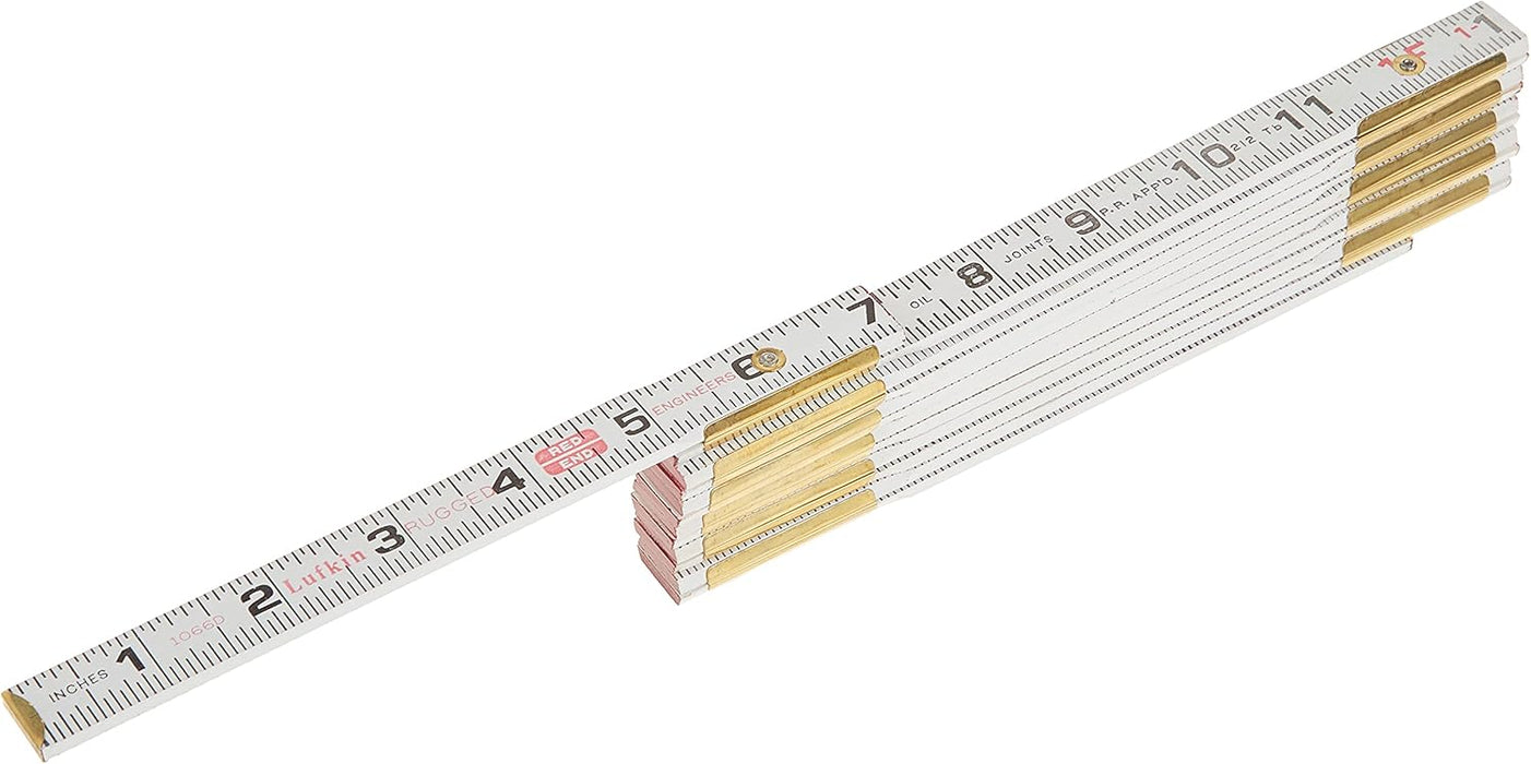 Crescent Lufkin 5/8" X 6' Red End Engineer's Scale Wood Rule - 1066DN, White