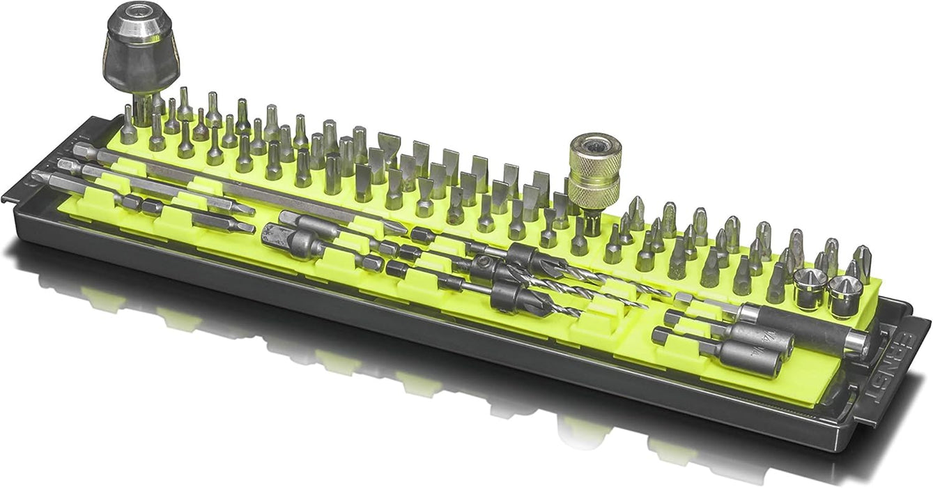 Ernst Manufacturing Bit Boss High-Density Bit Organizer for Vertical or Horizontal Storage, 90 Tool, High-Visibility with Push Button Release (Model 5720HV) Hi-Viz