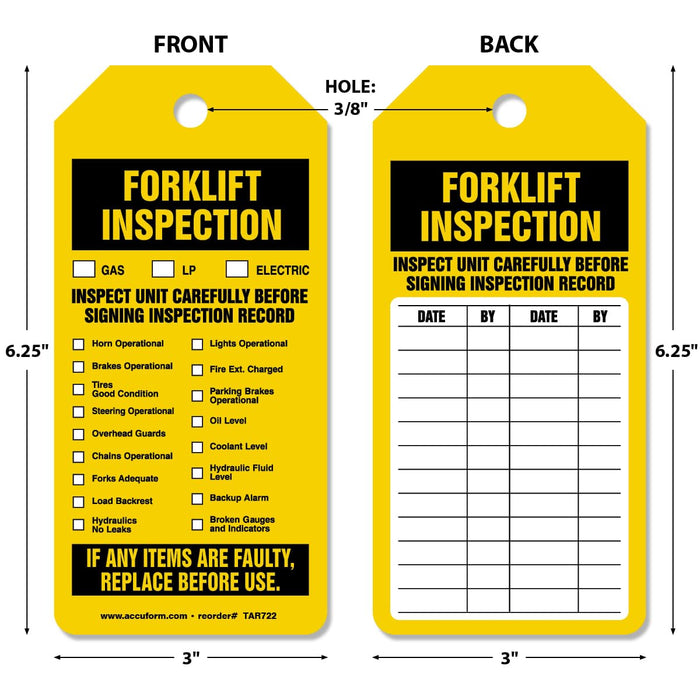Accuform TAR722 Inspection and Status Tags by-The-Roll, Forklift Inspe ...