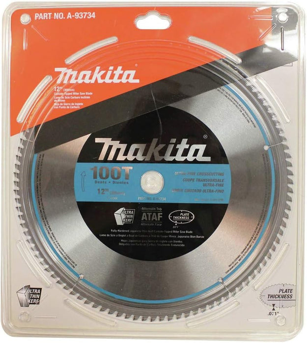 MAKITA 12" X 1" 100T MICRO POLISHED MITER SAW BLADE, A-93734 , Silver