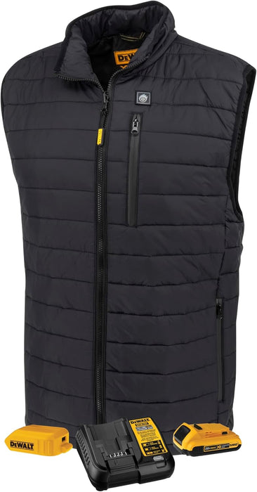DEWALT Men's Cold Weather Heated Puffer Vest Kit with Battery, Black, Medium - DCHV095BD1