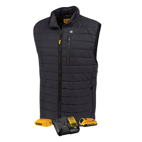 DEWALT Men's Cold Weather Heated Puffer Vest Kit with Battery, Black, Medium - DCHV095BD1