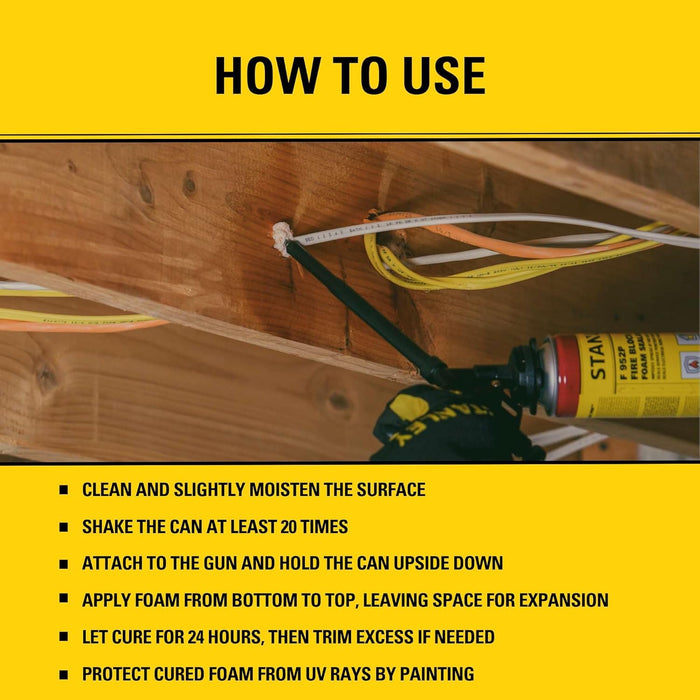 Stanley F952P Fire Block Foam Sealant Pro, 24 Oz. (Pack of 12)