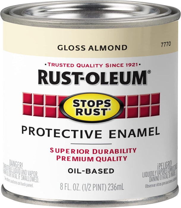 Rust-Oleum 7770730 Stops Rust Brush On Paint, Half Pint, Gloss Almond (Pack of 1)