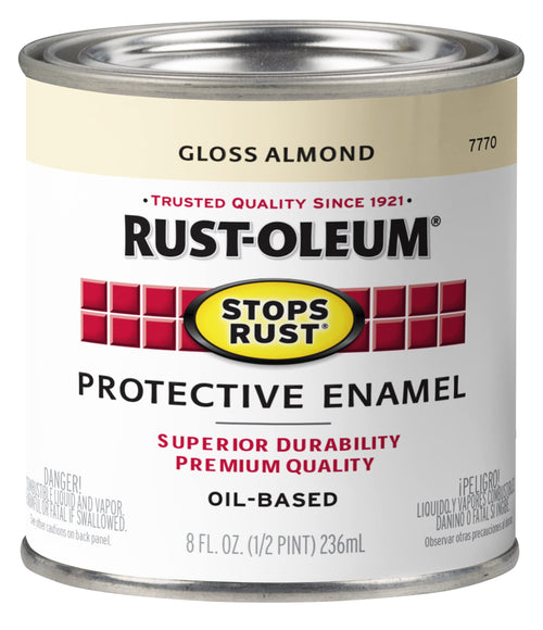 Rust-Oleum 7770730 Stops Rust Brush On Paint, Half Pint, Gloss Almond (Pack of 1)
