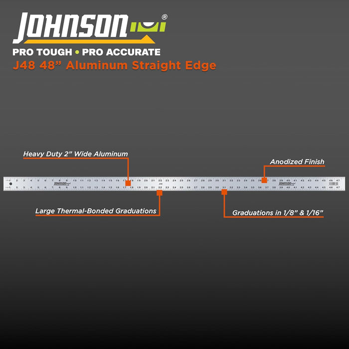 Johnson Level & Tool J48 Aluminum Straight Edge, 48"