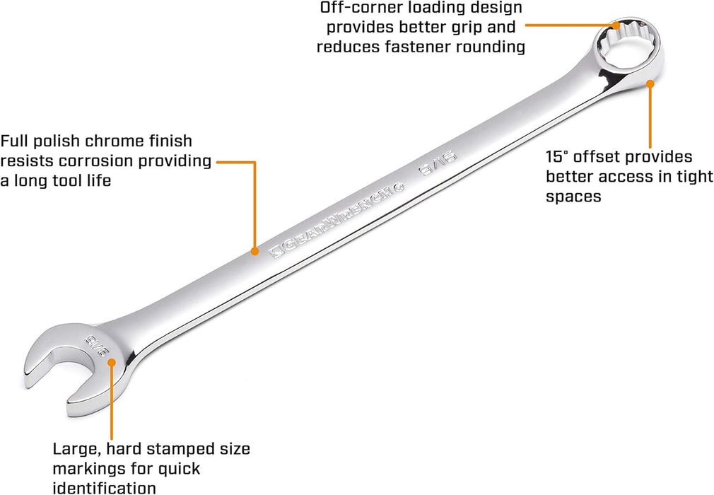 GEARWRENCH 81659 Long Pattern Combination Wrench 11/16", 12 Point